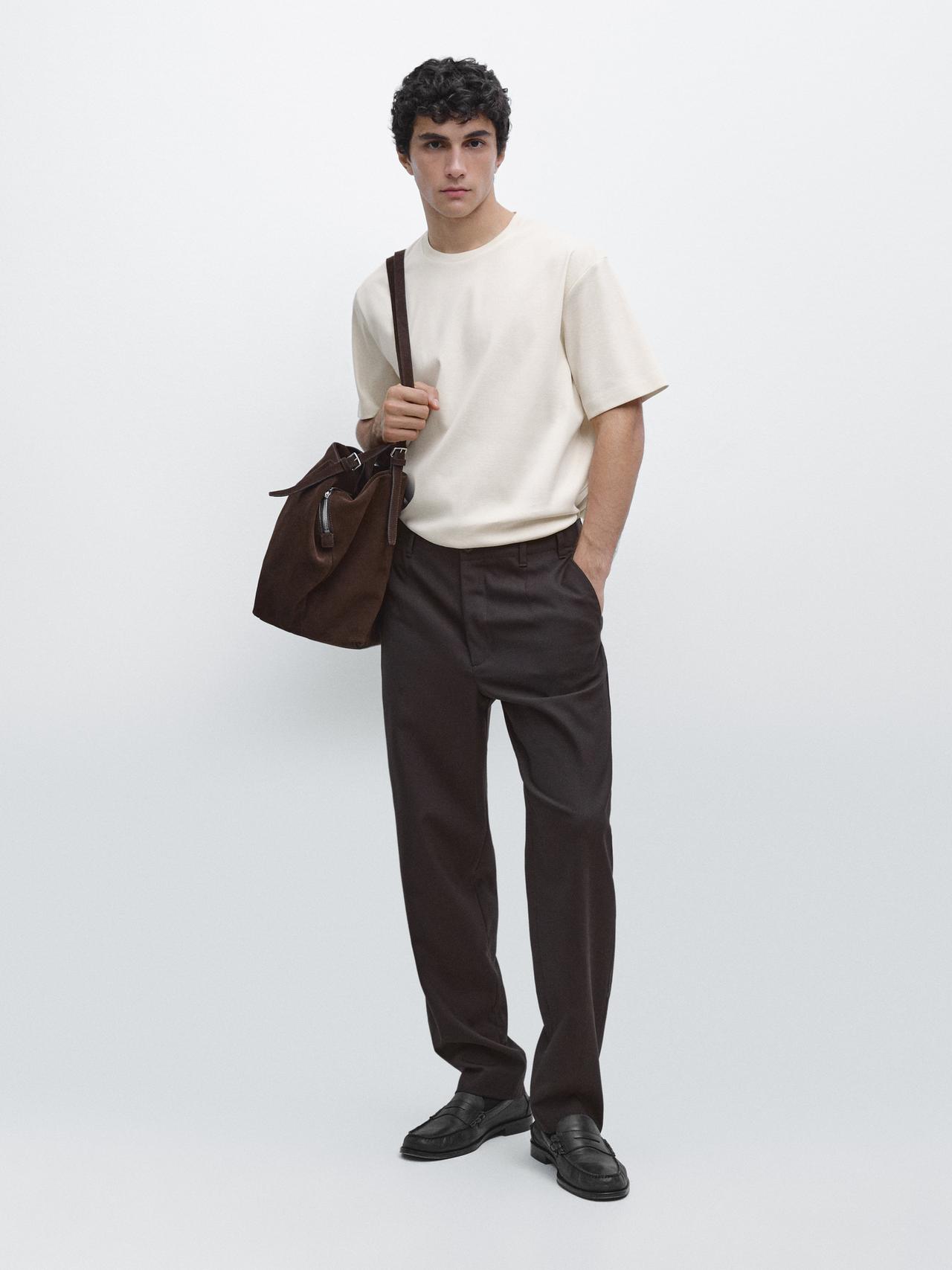 100% mercerised cotton ribbed T-shirt — Ecru