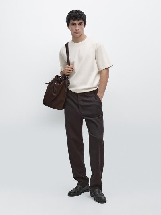 Zara 100% mercerised cotton ribbed T-shirt - Ecru - Image 0