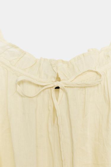 WASHED TOP WITH TIE DETAIL - Light yellow by Zara - Image 7