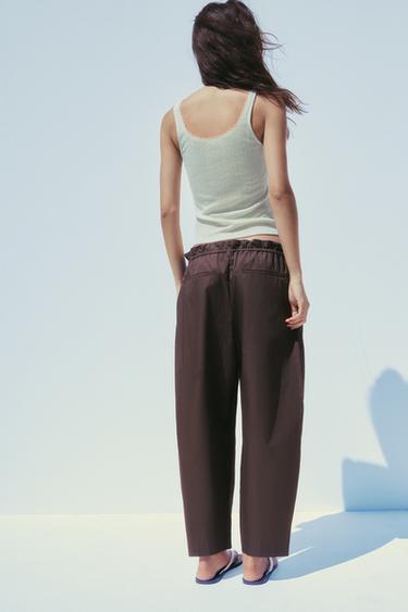 BARREL TROUSERS - Dark brown by Zara - Image 4