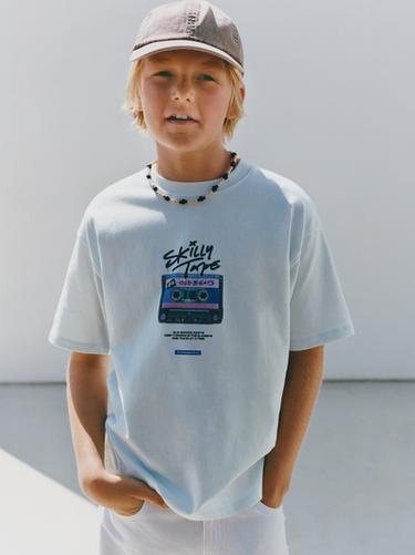 CASSETTE PRINT T-SHIRT - Light blue by Zara