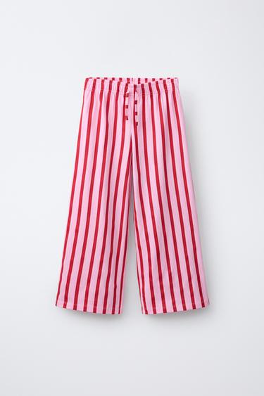 PANTALÓN WIDE LEG RAIAS - Rosa de Zara