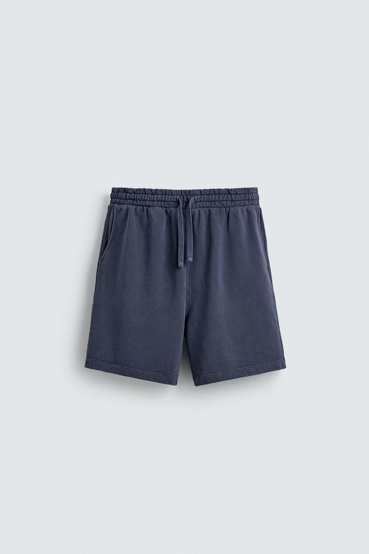 ZARA WASHED BASIC JOGGER BERMUDA SHORTS