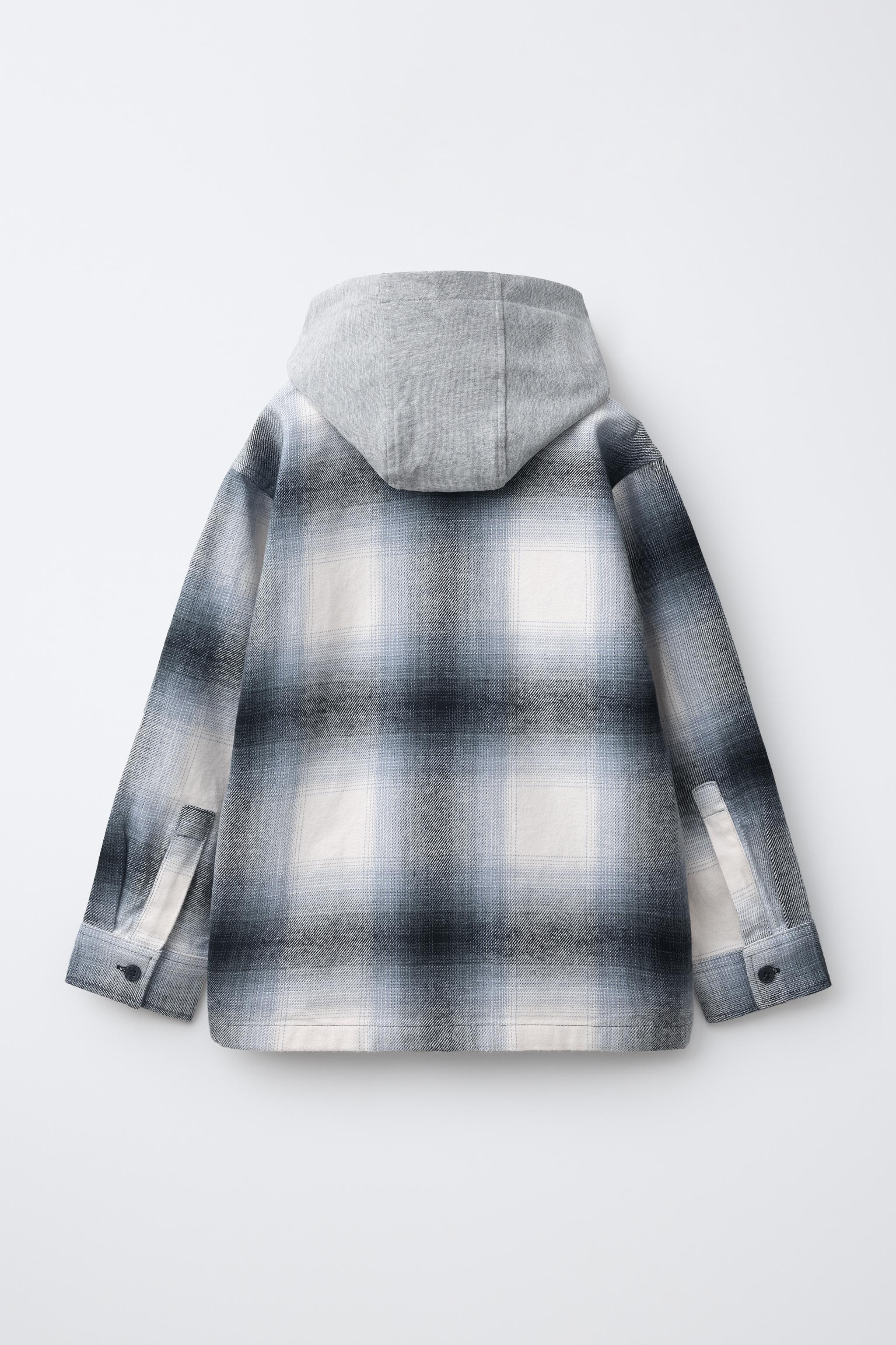 Детские рубашки Zara PLAID OVERSHIRT WITH DETACHABLE HOOD — фото 3