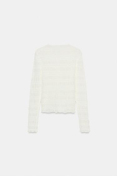 HONEYCOMB KNIT CARDIGAN - White by Zara - Image 2