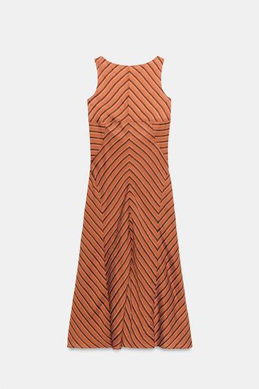 ROBE MI-LONGUE DOS NU À RAYURES - Brown Stripes de Zara - Image 5