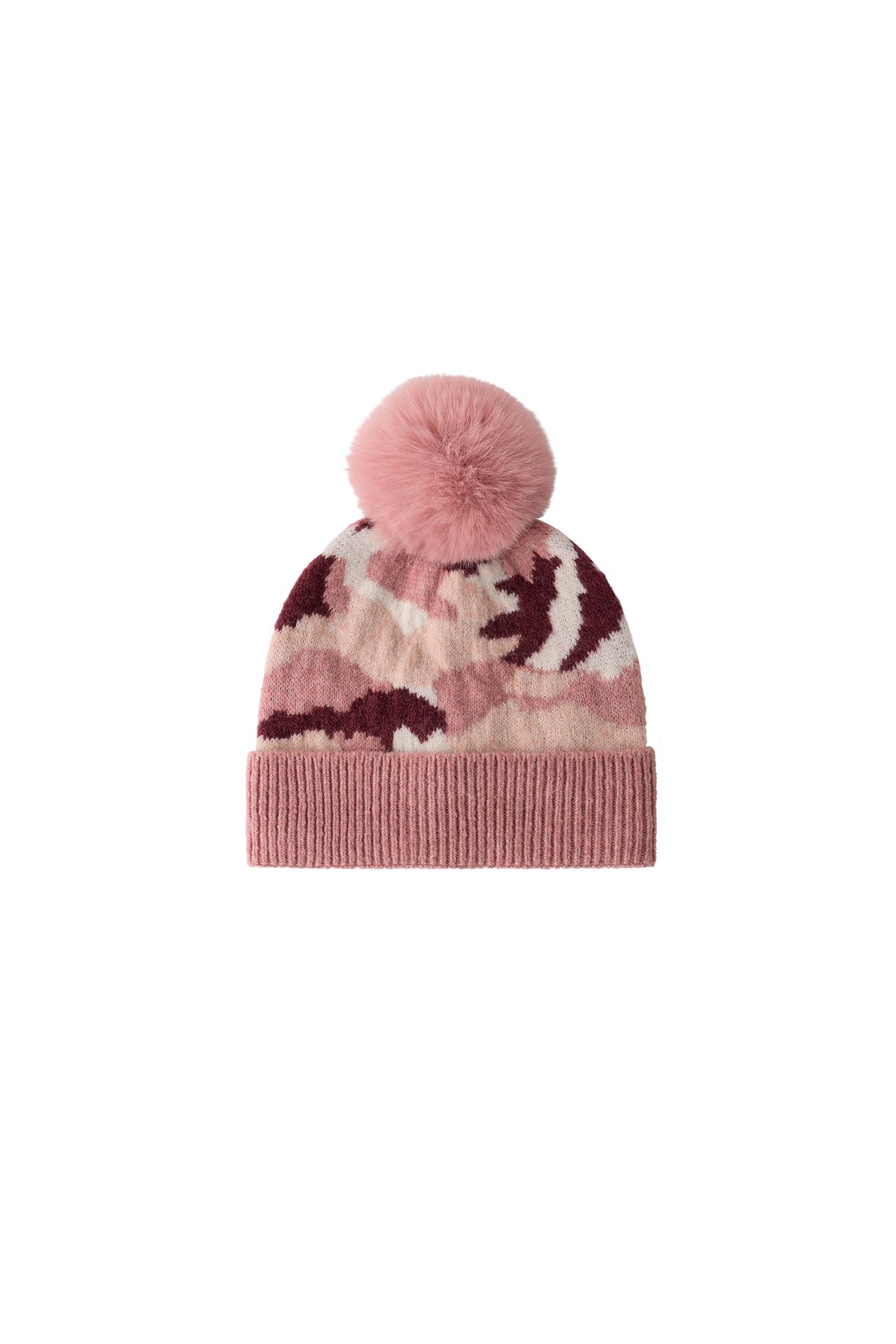 PRINTED KNIT POMPOM BEANIE