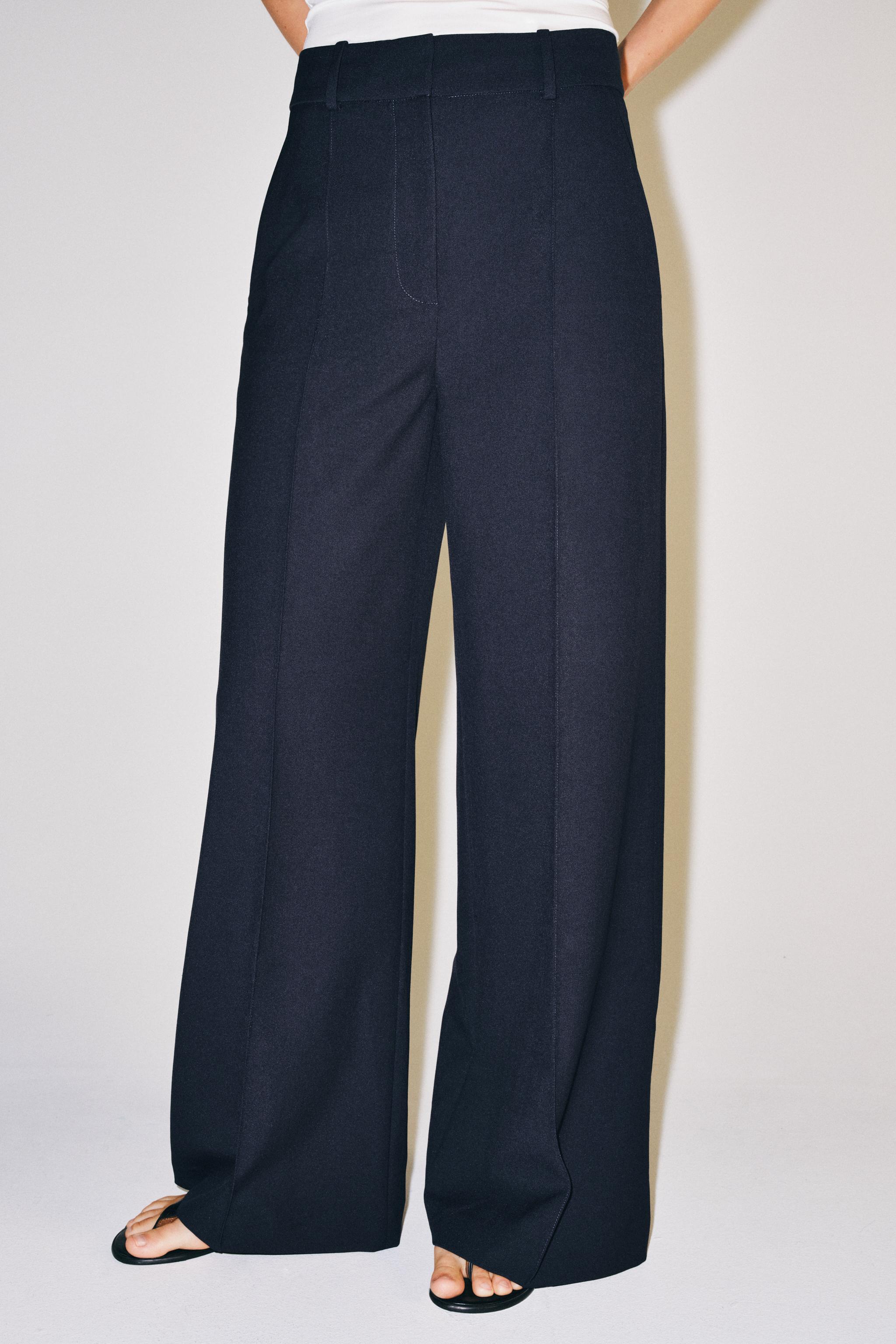ZW COLLECTION WIDE-LEG TROUSERS - Navy blue | ZARA United States