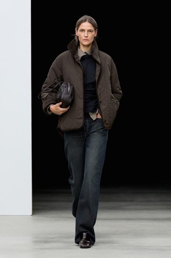 Zara Jacket with wavy stitching detail - Brown - Image 0