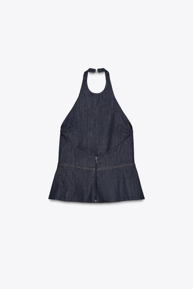 TOP HALTER DENIM ZW COLLECTION - Bleu de Zara - Image 5