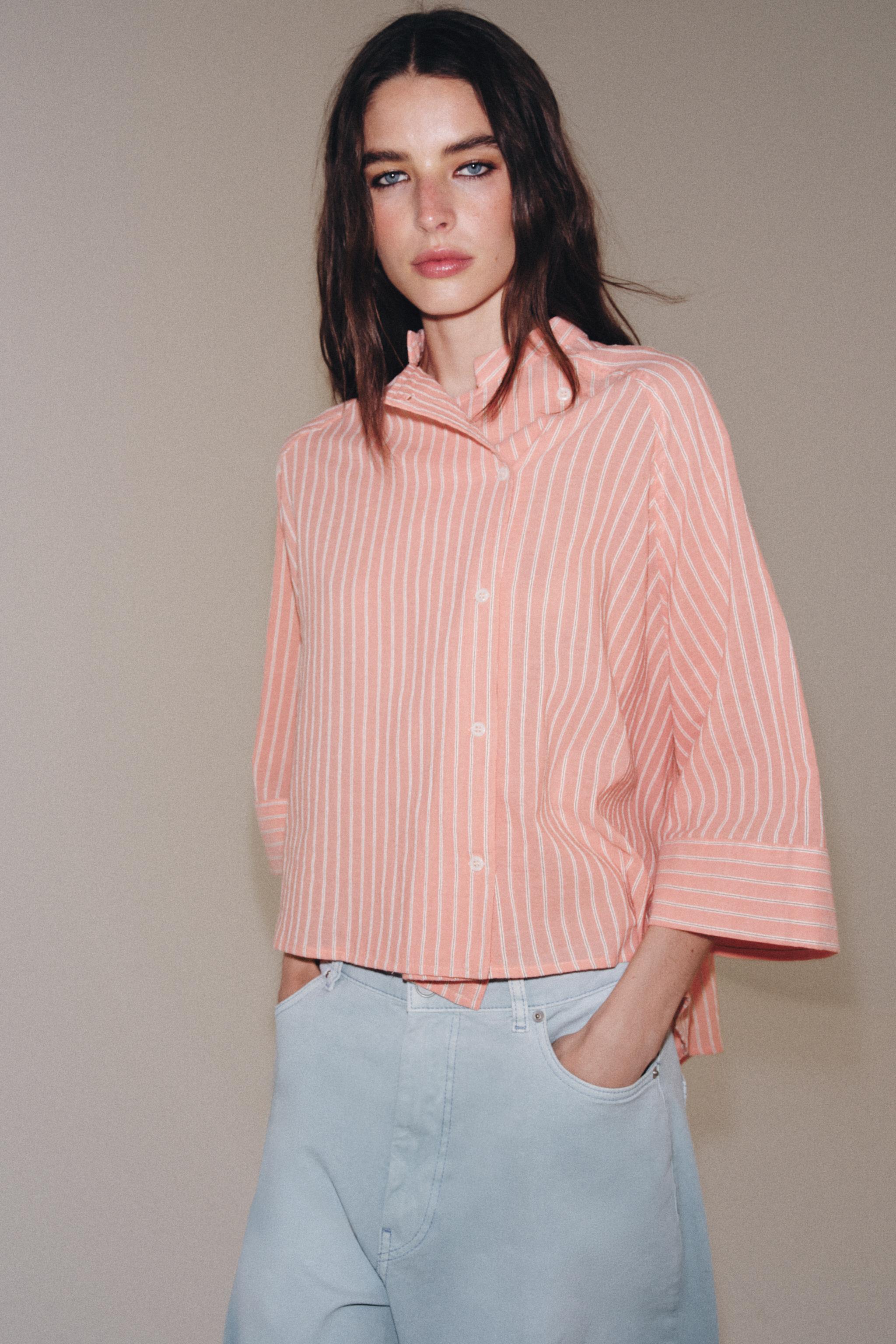 ZW COLLECTION ASYMMETRIC STRIPED SHIRT