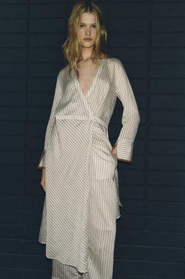 ZW COLLECTION CONTRAST SURPLICE DRESS - striped by Zara - Image 0