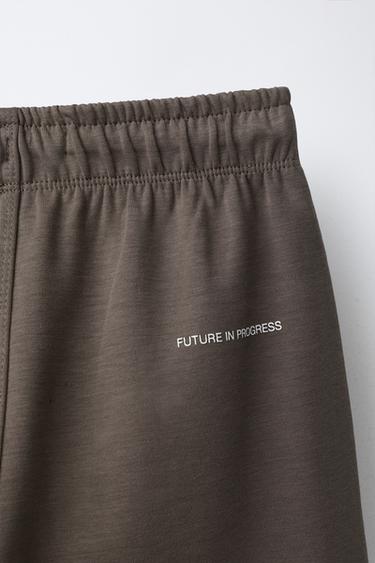 Zara STRAIGHT INTERLOCK PLUSH PANTS - Brown