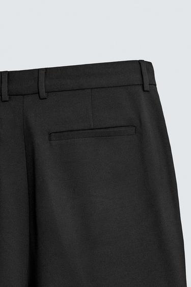 Zara TEXTURED SUIT PANTS - Black
