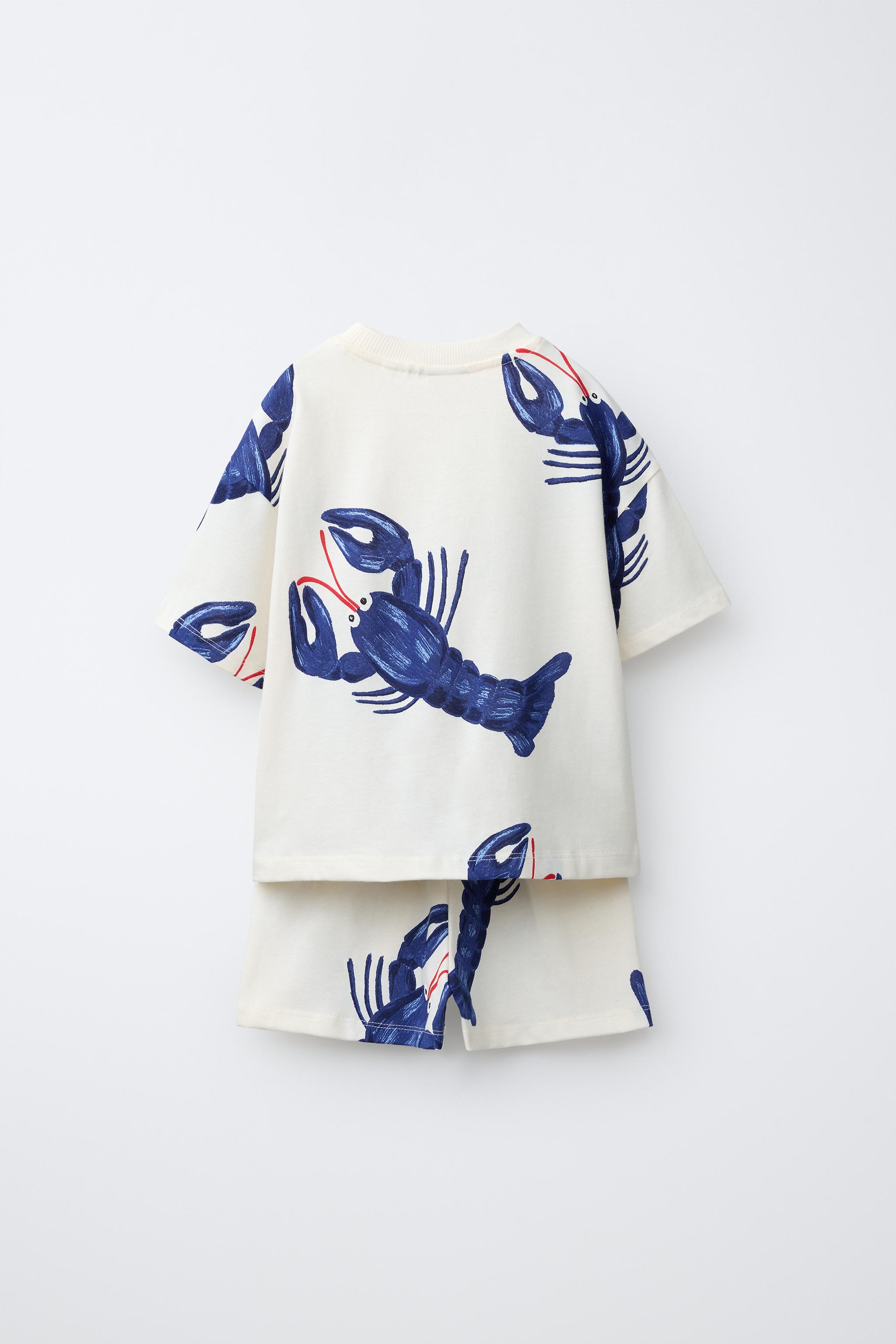 LOBSTER PRINT T-SHIRT AND BERMUDA SHORTS SET