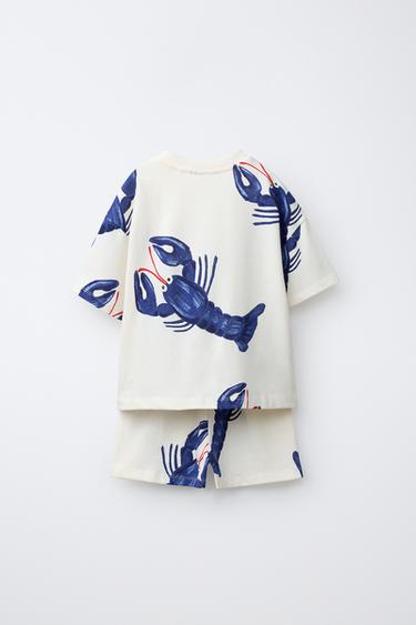 ENSEMBLE JOGGING T-SHIRT ET BERMUDA HOMARD - Bleu / Blanc de Zara - Image 1