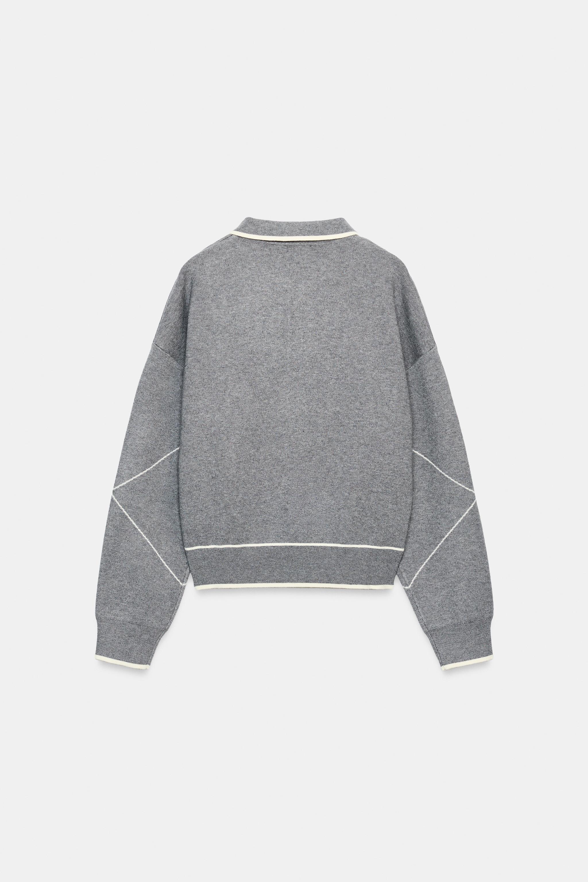 PULL POLO EN MAILLE LISERÉS CONTRASTE