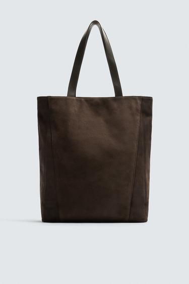 LIMITED EDITION LEATHER TOTE BAG - Brown by Zara