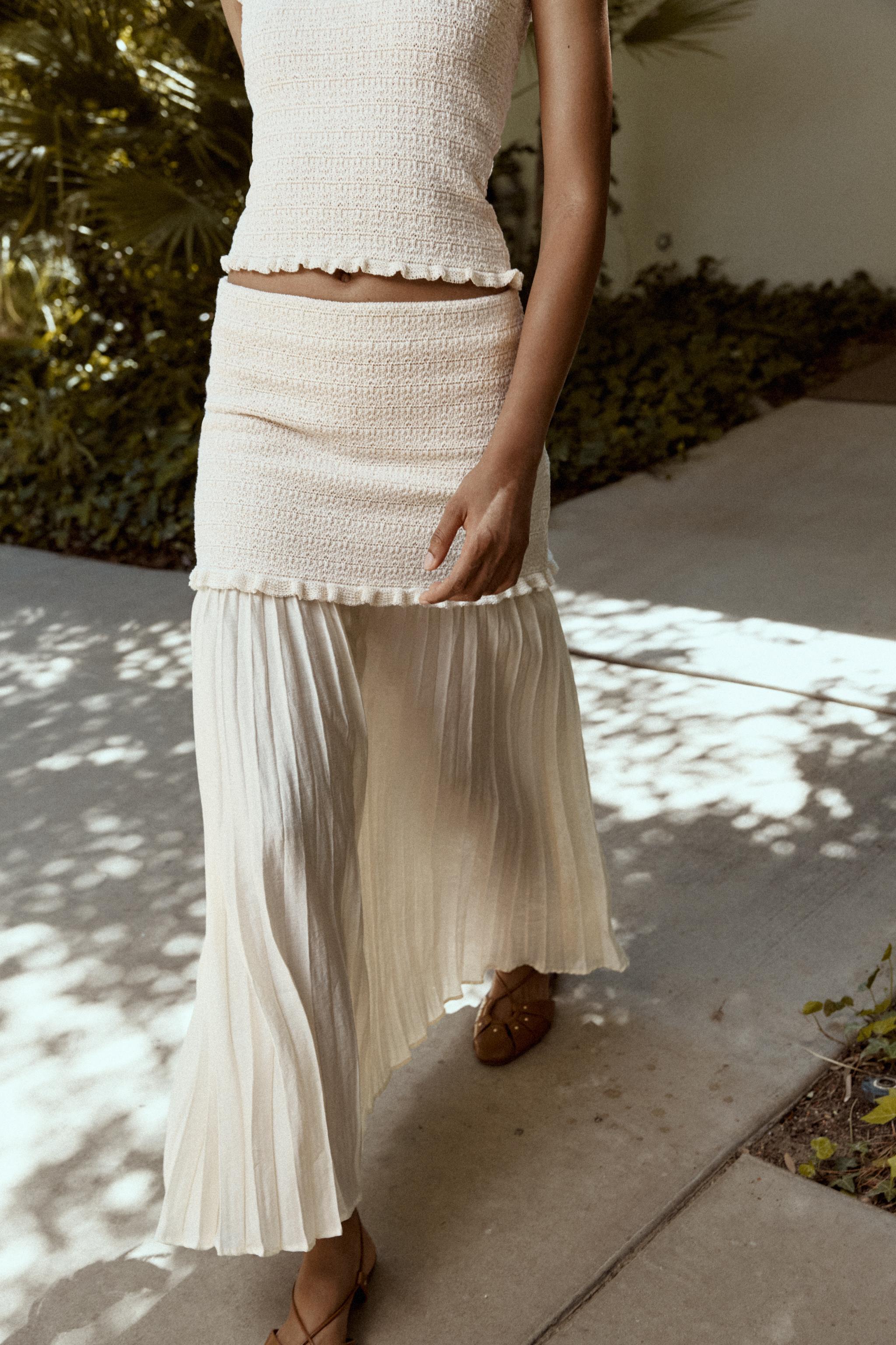 コンビ素材ニットスカート - エクリュ | ZARA Japan / 日本 