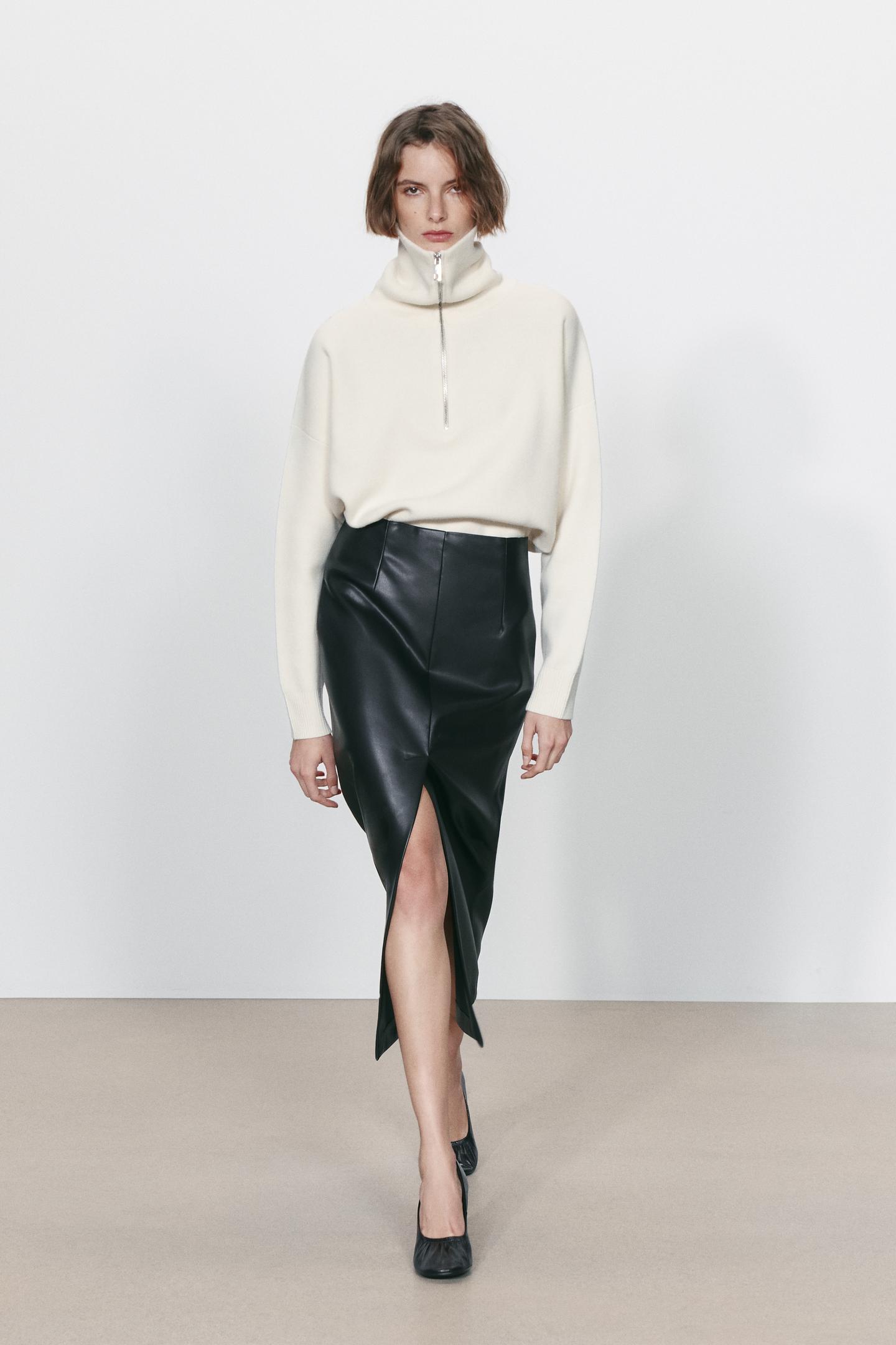 Женский свитер Zara 96% Wool Oversized Mock Neck, цвет: Белый — фото 1