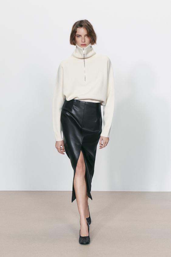 Zara 96% WOOL OVERSIZED MOCK NECK SWEATER - White - Image 0