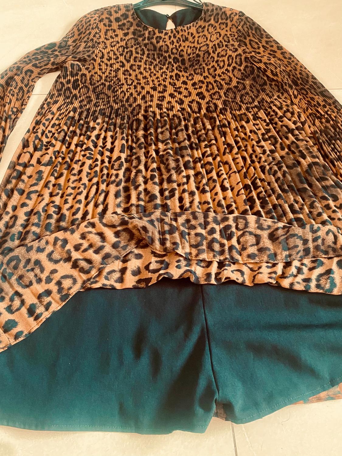 PLEATED ANIMAL PRINT PLAYSUIT DRESS - Image 4