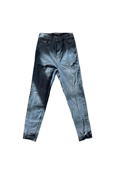 BLUE STRAIGHT FIT EYELET JEANS
