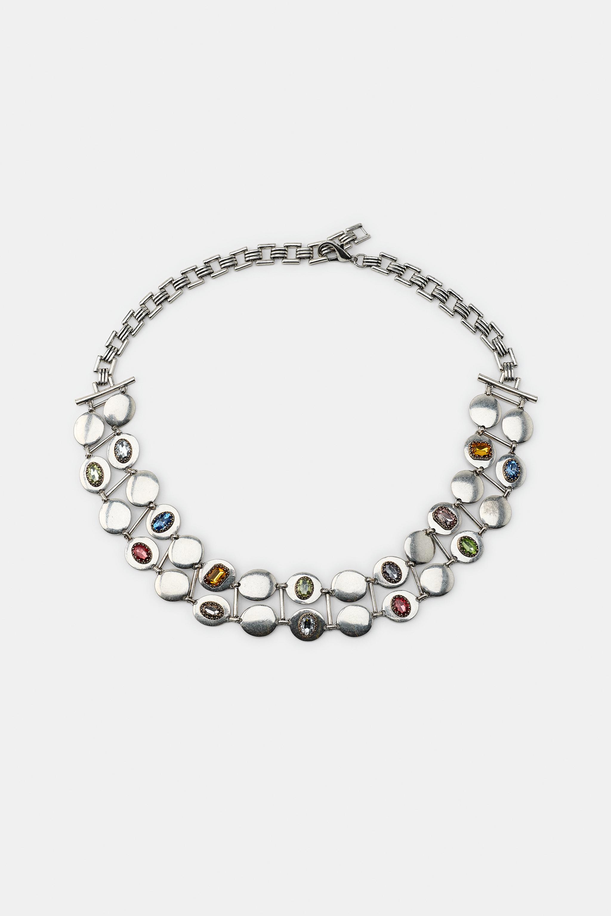 MULTI-COLOURED STONE METAL BELT - Silver | ZARA Singapore