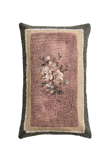 FLORAL APPLIQUÉ CUSHION COVER - Pink by Zara
