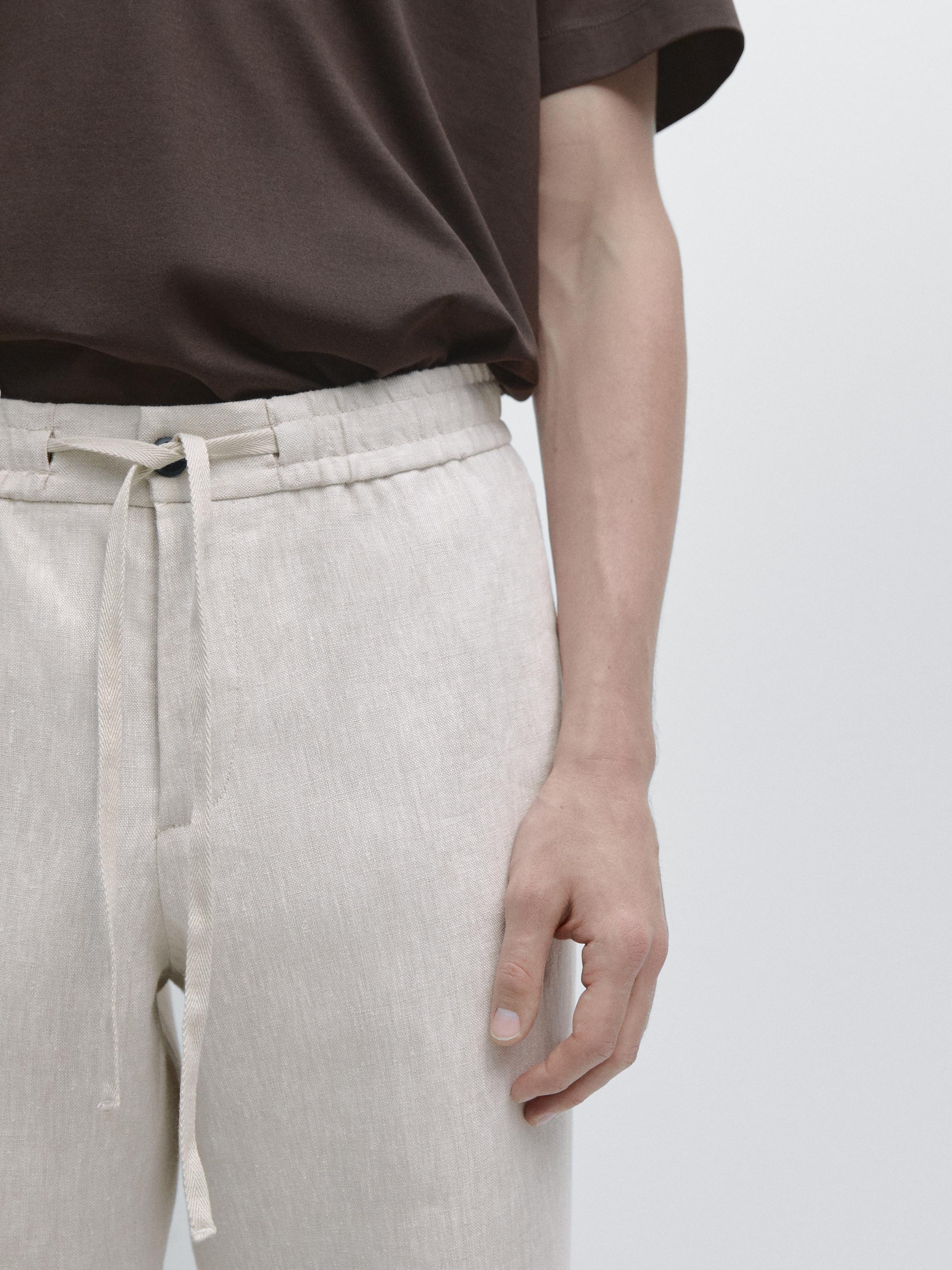 Linen jogger fit trousers