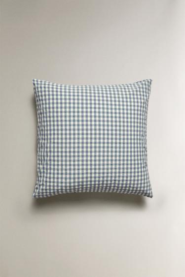 TAIE D’OREILLER COTON VICHY - Bleu de Zara - Image 1