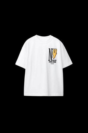 CAMISETA ESTAMPADO NY RELIEVE - Blanco de Zara - Imagen 0