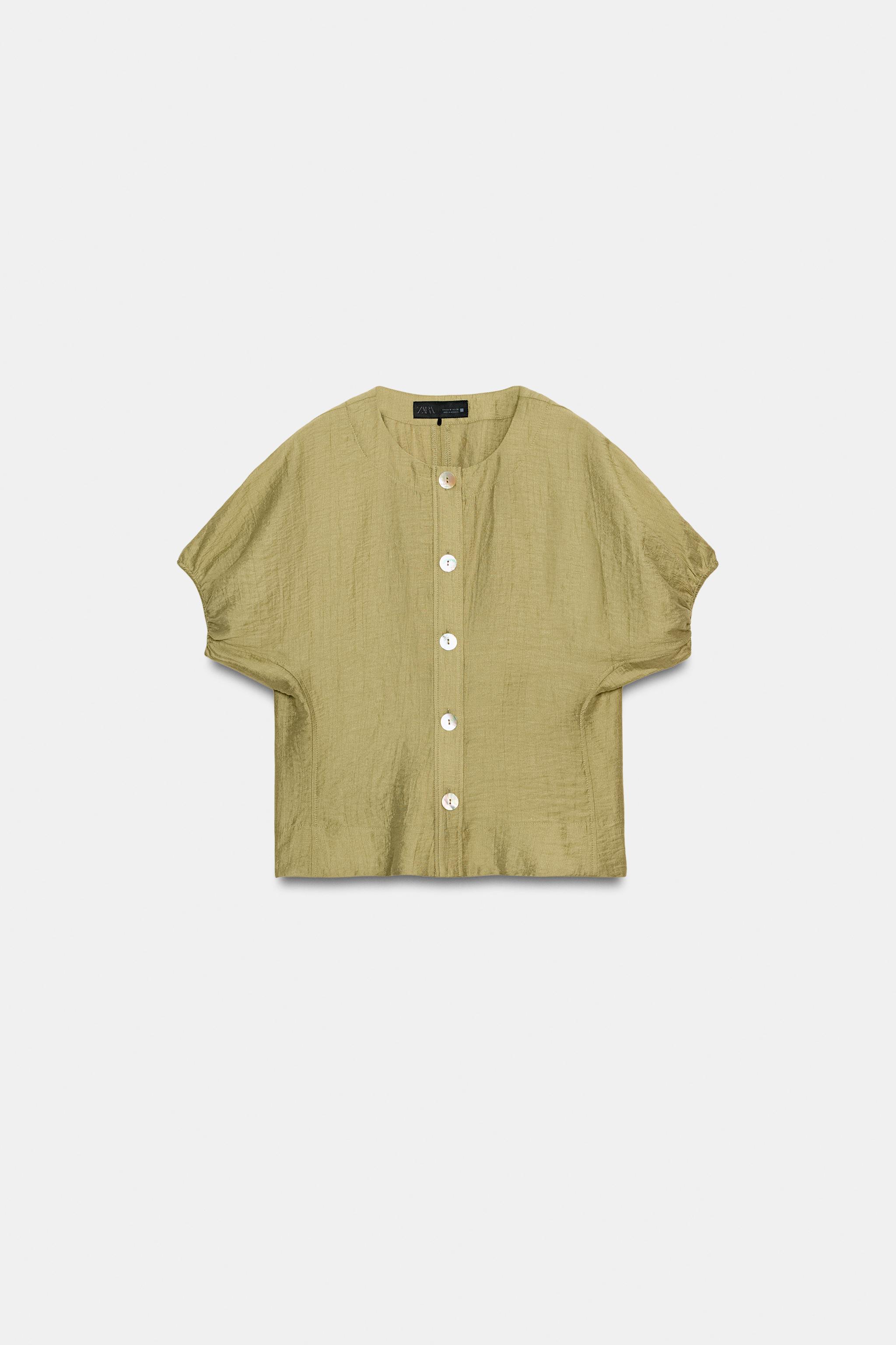 LINEN PUFF SLEEVE TOP