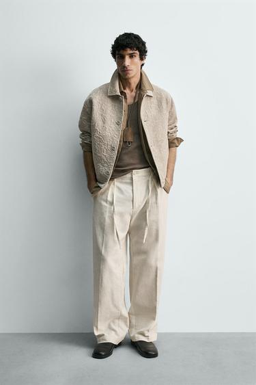 Zara FLORAL JACQUARD JACKET - Pearl gray - Image 0