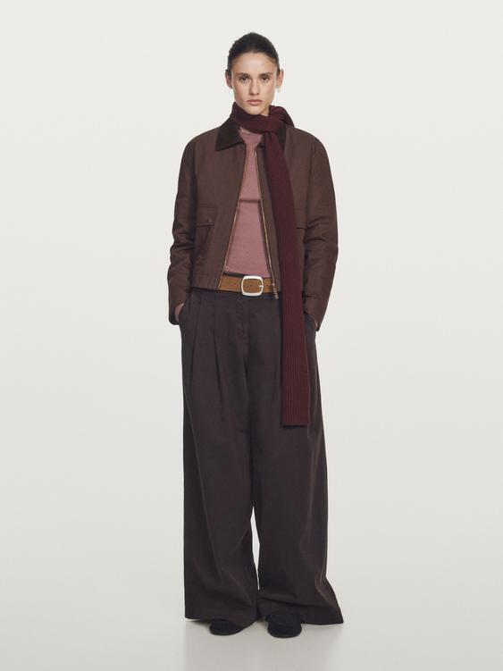 Short jacket with corduroy collar detail