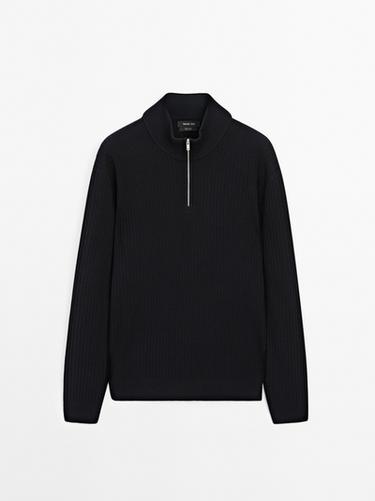 Jersey punto cuello mock - Marino de Zara