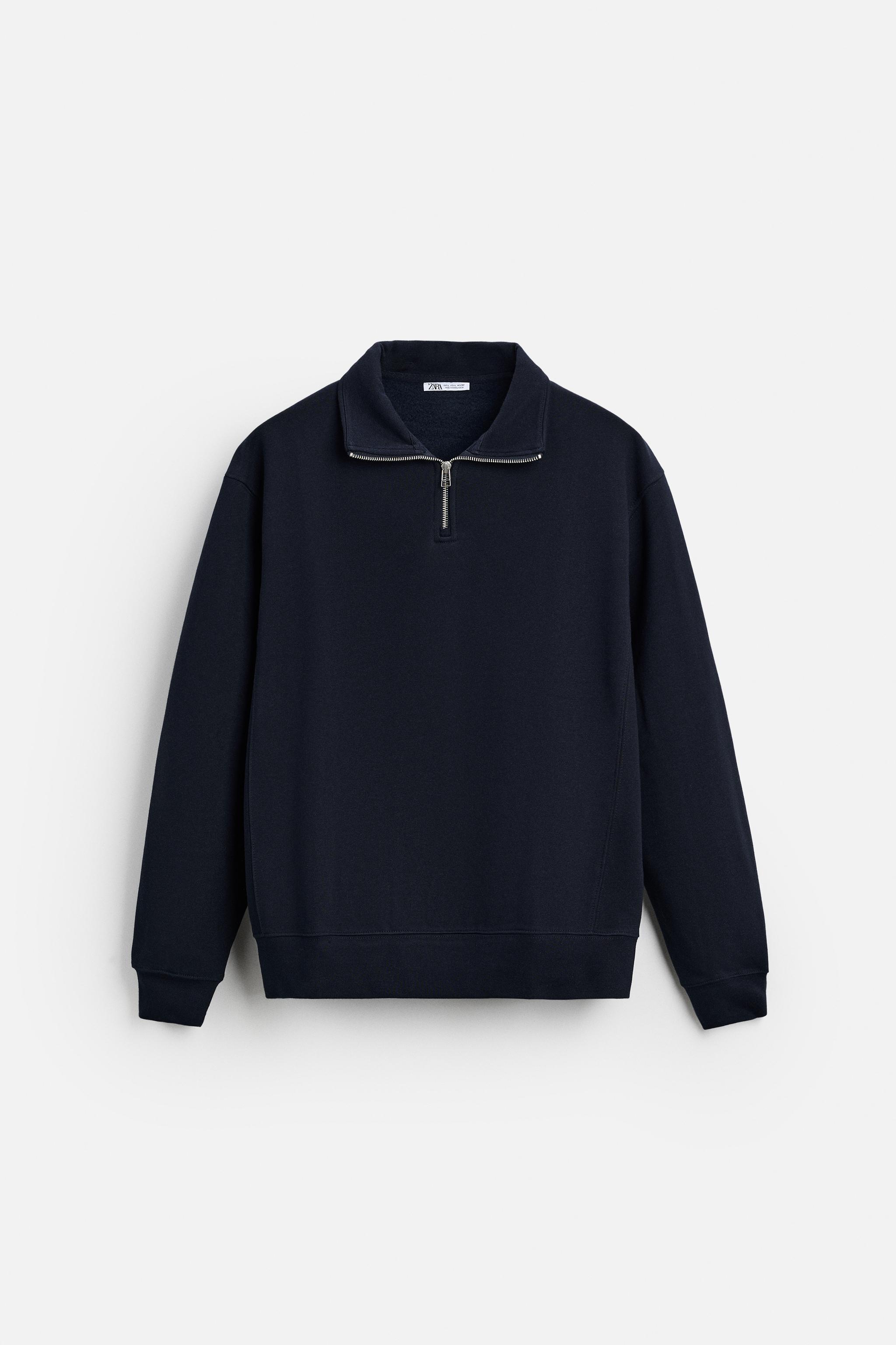 BASIC ZIP-NECK SWEATSHIRT - Navy blue | ZARA Australia