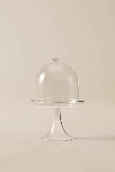 BOROSILICATE GLASS MINI CAKE STAND - Silver by Zara