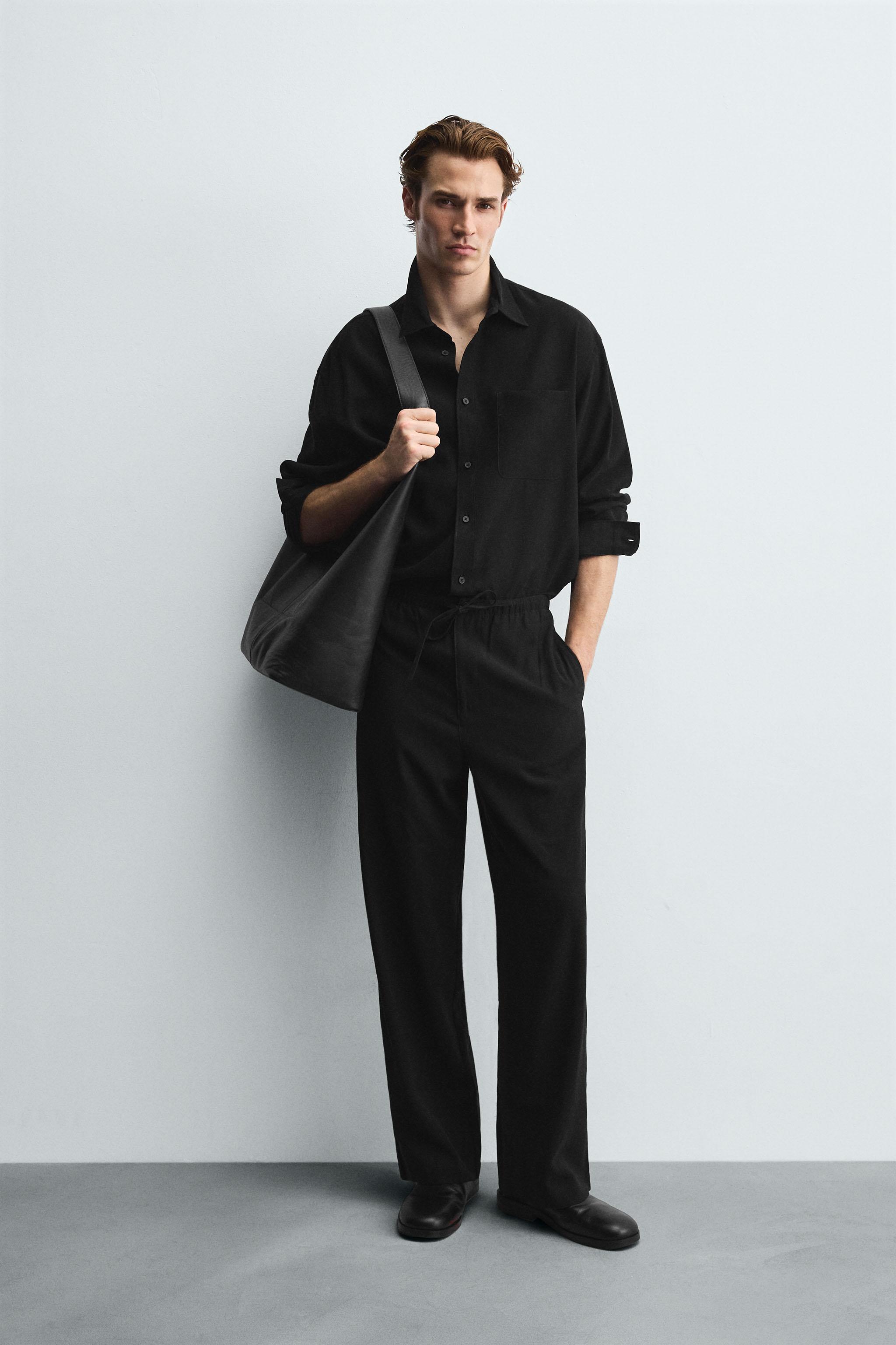 国内発送★ZARA★フルイドリラックスフィットシャツ リラックスフィット フルイドシャツ - ブラック | ZARA Japan / 日本