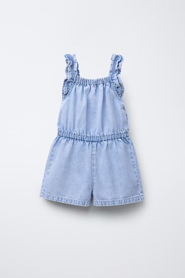 MONO CORTO DENIM VOLANTE - Azul claro de Zara