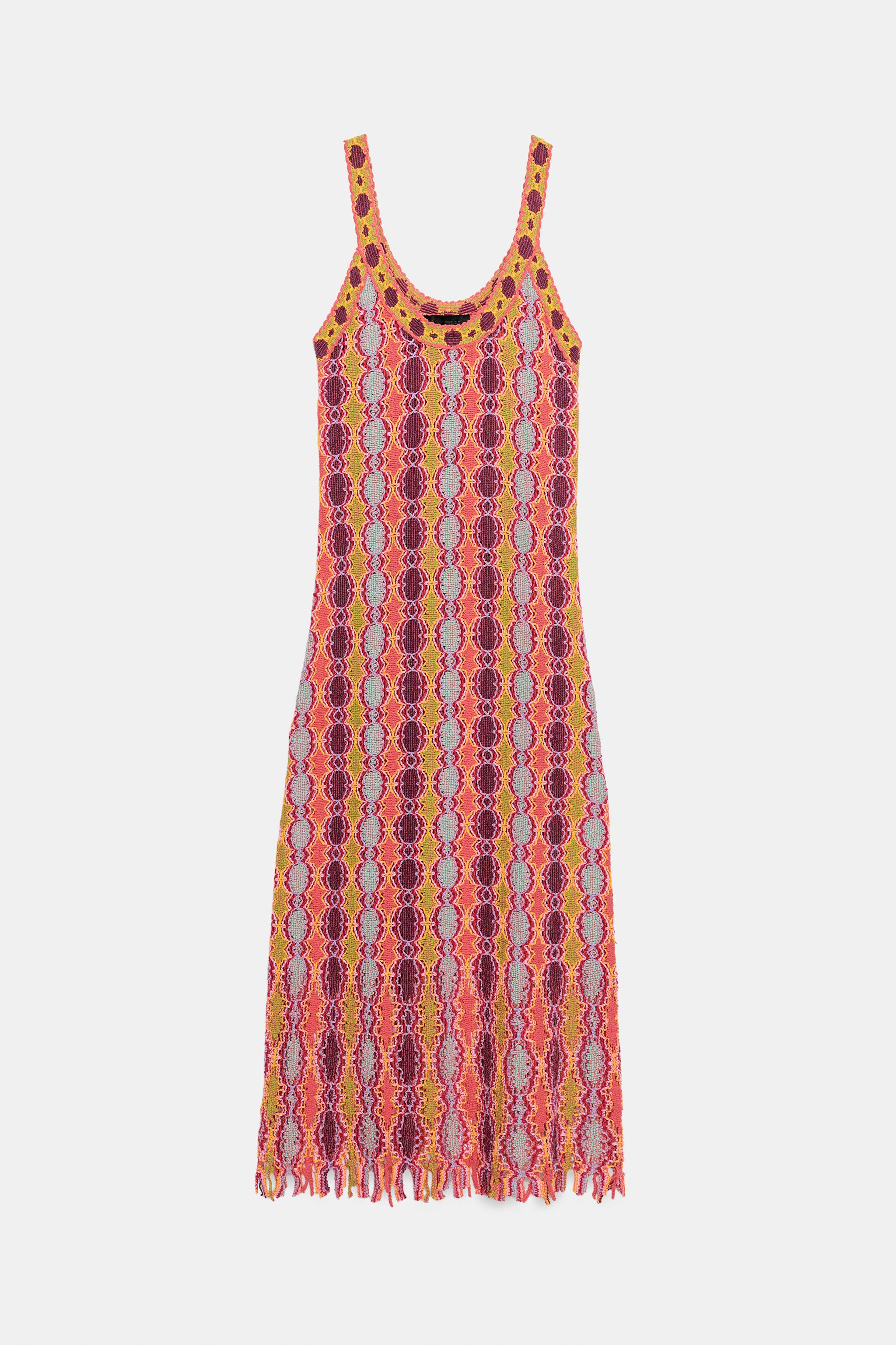 LONG FRINGED KNIT DRESS