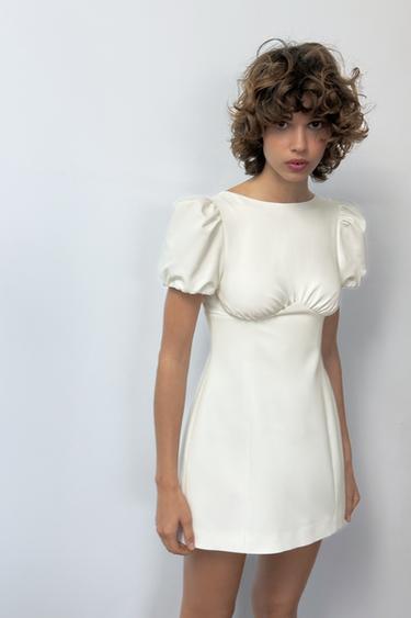 ROBE COURTE PLIS POCHES - Blanc de Zara - Image 1