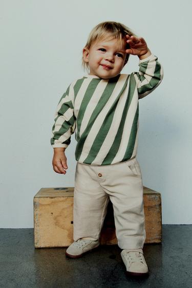 PACK SUDADERA RAYAS Y JOGGER BOLSILLO - Verde / Crudo de Zara