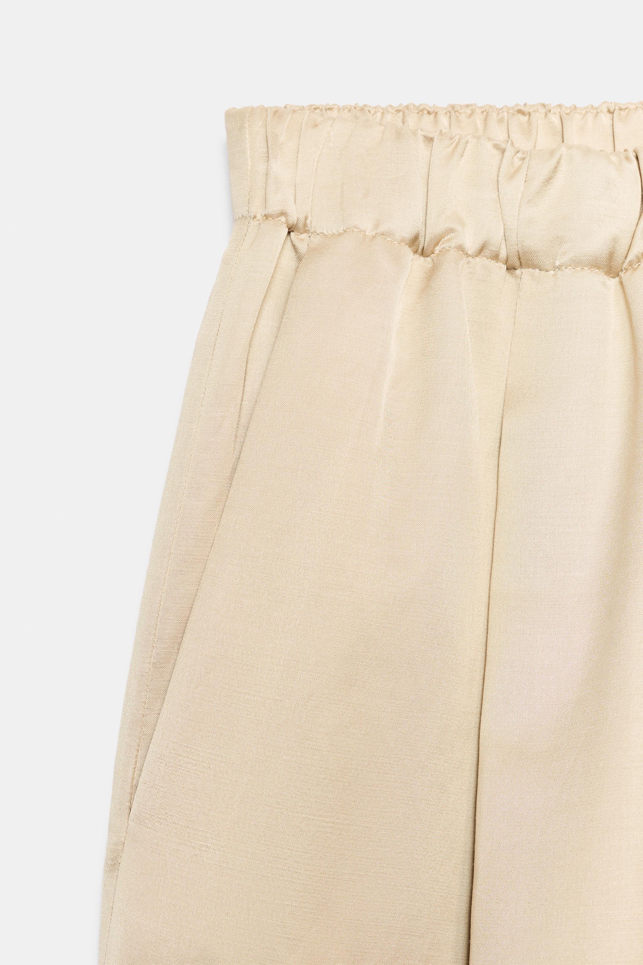 Zara ZW COLLECTION SATEN YÜZEYLİ BARREL PANTOLON görsel 4
