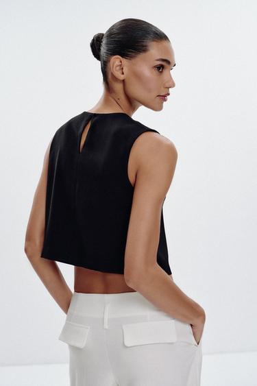 TOP CROISÉ BOUTONS DORÉS - Noir de Zara - Image 3