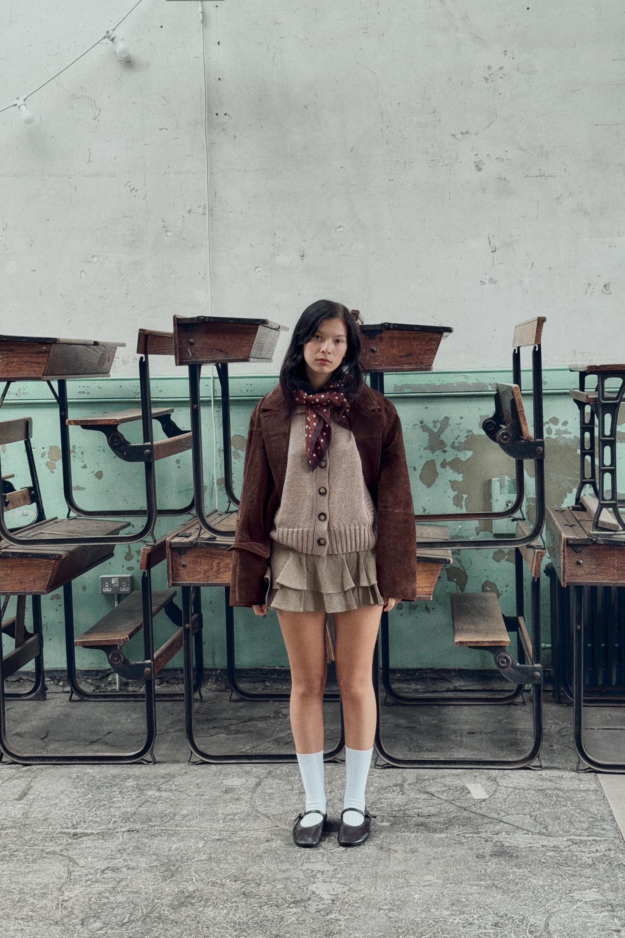 リブ仕上げニットジャケット - ダークキャメル | ZARA Japan / 日本