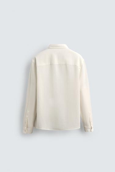 CHEMISE STRUCTURE QUADRILLÉ - Blanc cassé de Zara - Image 6