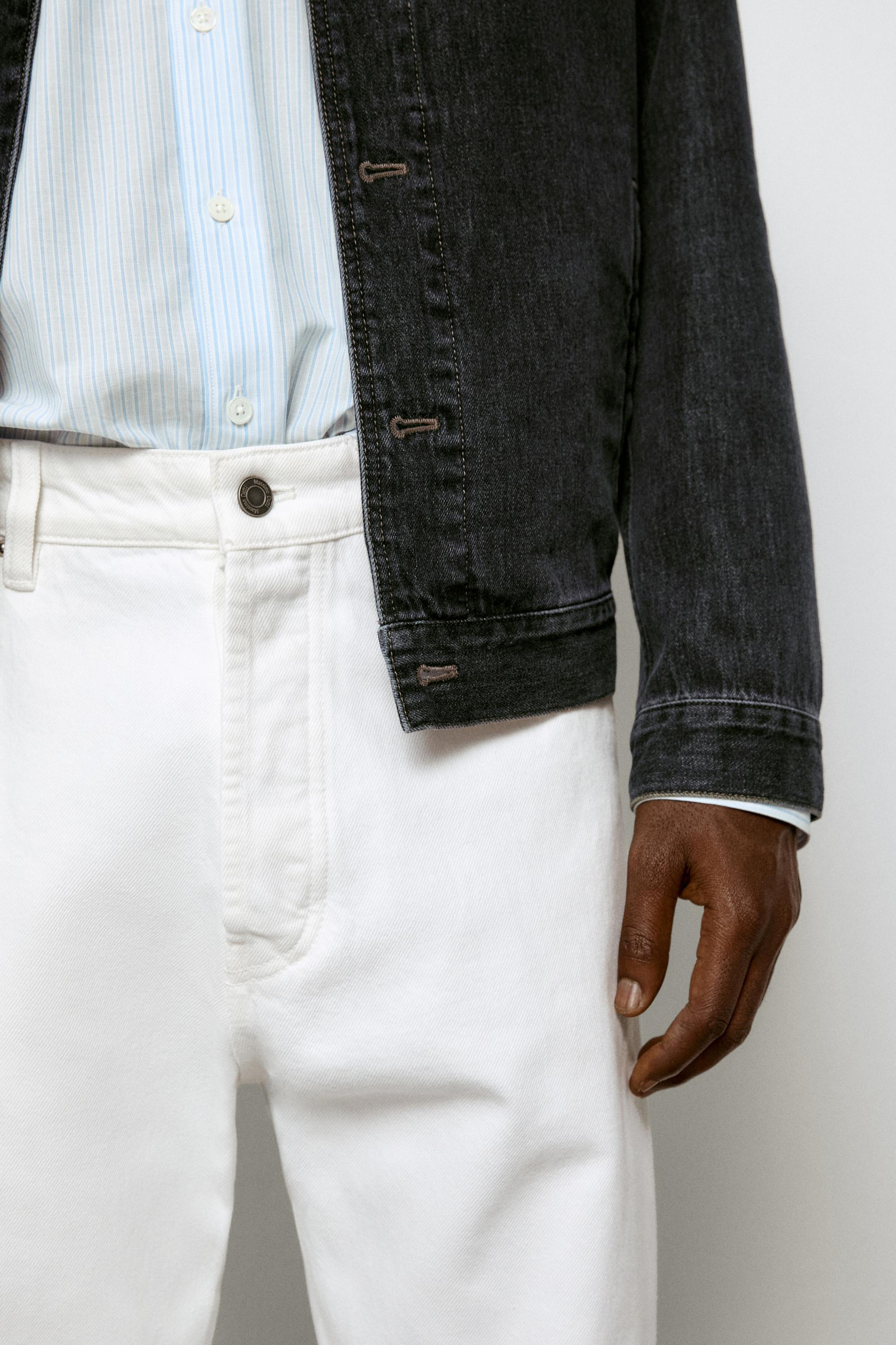 Straight-leg denim-effect pants