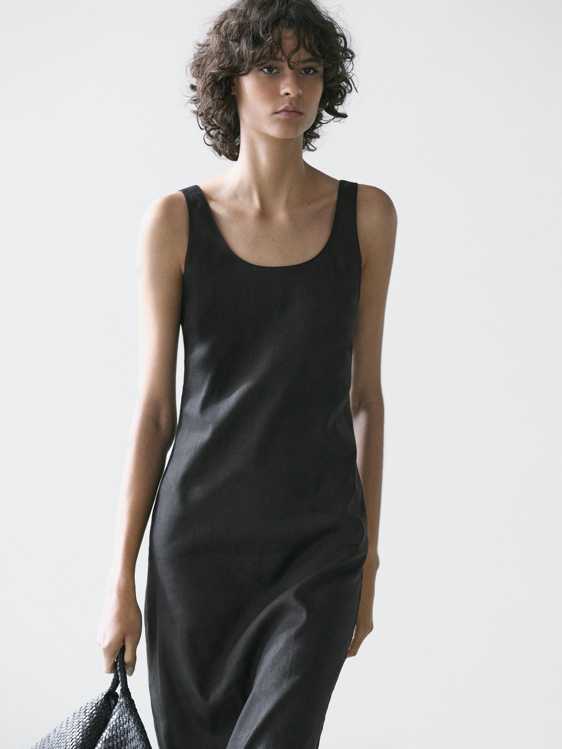 Flowing round neck midi dress