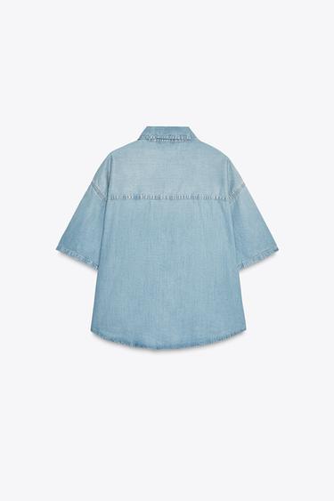 CHEMISE COURTE EN JEAN TRF - Bleu clair de Zara - Image 6